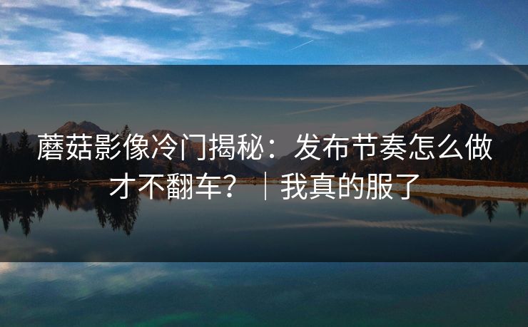 蘑菇影像冷门揭秘:发布节奏怎么做才不翻车?|我真的服了 蘑菇影像冷门揭秘:发布节奏怎么做才不翻车?|我真的服了
