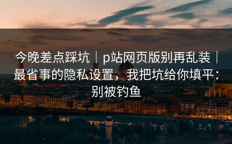今晚差点踩坑|p站网页版别再乱装|最省事的隐私设置,我把坑给你填平:别被钓鱼 今晚差点踩坑|p站网页版别再乱装|最省事的隐私设置,我把坑给你填平:别被钓鱼