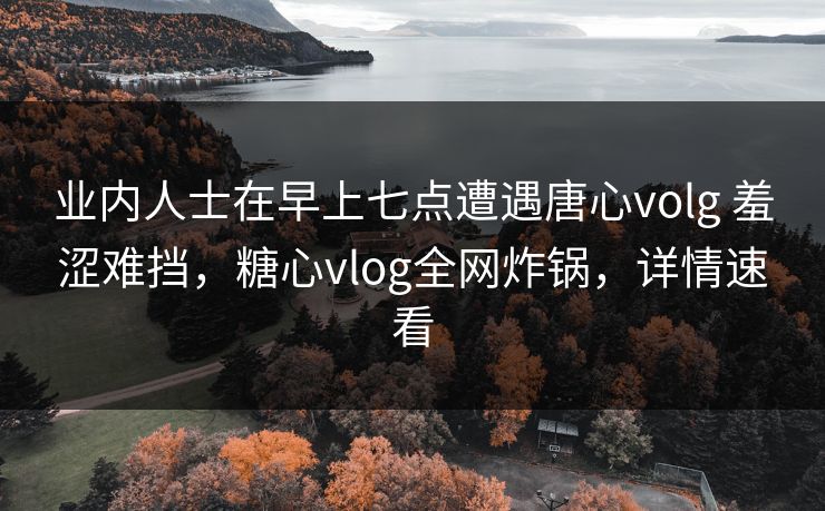 业内人士在早上七点遭遇唐心volg 羞涩难挡，糖心vlog全网炸锅，详情速看