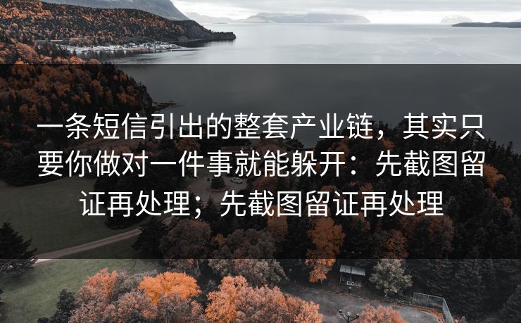 一条短信引出的整套产业链,其实只要你做对一件事就能躲开:先截图留证再处理;先截图留证再处理 一条短信引出的整套产业链,其实只要你做对一件事就能躲开:先截图留证再处理;先截图留证再处理
