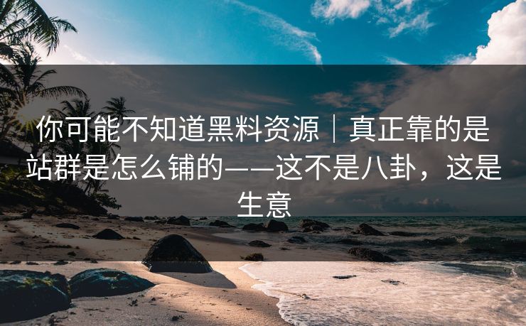 你可能不知道黑料资源|真正靠的是站群是怎么铺的——这不是八卦,这是生意 你可能不知道黑料资源|真正靠的是站群是怎么铺的——这不是八卦,这是生意